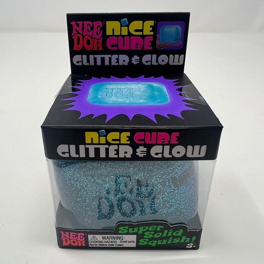 Needoh Nice Cube Glitter and Glow super solid squish (BLUE)